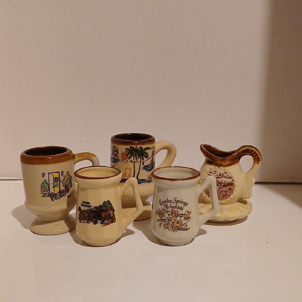 Vintage Ceramic Mug Collection - Cream and Brown